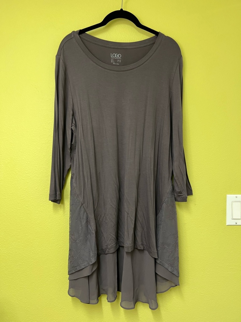 LOGO by Lori Goldstein Taupe Layered Tunic Top